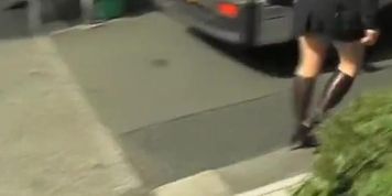 Cool voyeur video of Japanese tramp getting grabbed by her curves