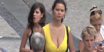 Bouncing Tits On Street