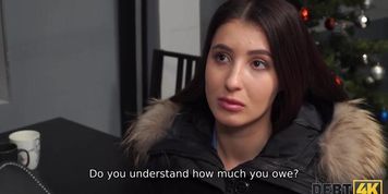 DEBT4k. Girl owes money and she is fucked after the debt collector finds her