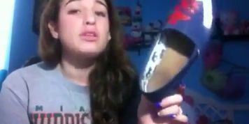 Cute Brunette Smelling Own Shoes and Feet
