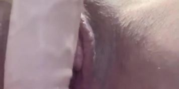 Horny morning dildo fuck, with creamy pulsating orgasm 