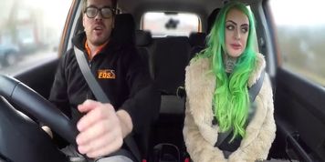 Fake Driving School Wild screw ride for tattooed busty big ass beauty (Phoenix Madina, Ryan Ryder)