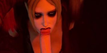 POV Harley Quinn BLOWJOB CUM SWALLOW - HARLEY QUINN fellatio QUEEN cumshot 3D DC batman giving head