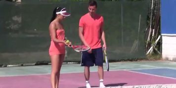 Foursome on the Tennis Court