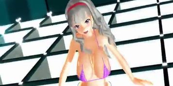 [3D MMD] Purple Bikini Girl Breast Expansion Dance (Rare) by Unknown