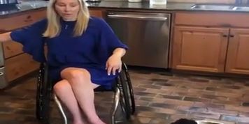 barefoot blonde paraplegic milf kitchen tour