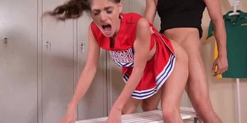 BANG.com - Cheerleader Lana Seymour bangs the MMA captain and swallows his jizz