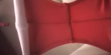 Hidden cam toilet video with female in red panty