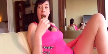 Young Teen Blows Step Brother until he Cums all Over her Face