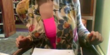 Girl abusing their library for masturbation
