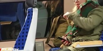 Flash Blonde Teen On Train