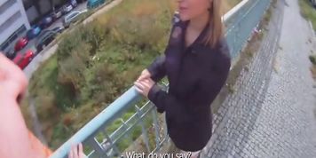 Fucking Glasses - Blonde cutie tricked into outdoor sex
