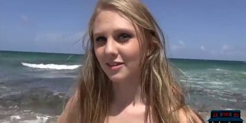 Amateur teen picked up on the beach and fucked in a van