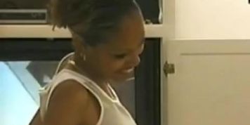 Ebony heats up with vibrator before fucking