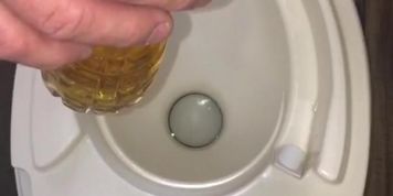 Watch my POV of filling up an empty water bottle full of my piss, then I J/O & CUM inside the bottle