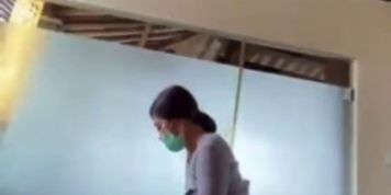 MAN CUMS ON HIS ASIAN ESTHETICIAN WHILE SHE WAX HIM