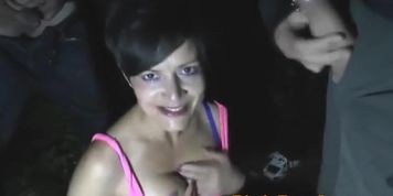 Cum Guzzling British Slut Goes Dogging In The Night With 12 Horny Cocks