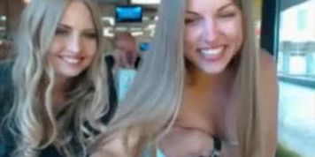 Amateur girl striptease in public cafe