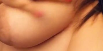 Sexy Mexican MILF showing off and rubbing her big fat titties