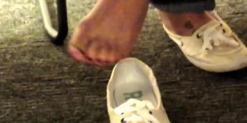 Candid College Library Cute Feet & Toes