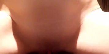 Amateur blonde rides her dildo