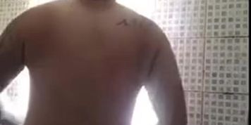 Big straight British cockney debt collector Vinnie in the shower (Andy Lee)