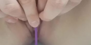 Innocent girl play with sex toy