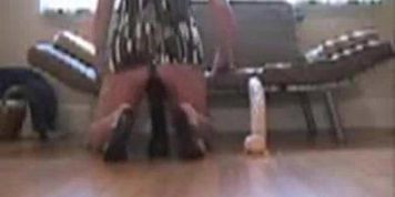 Milf Emmily riding 2 big toys at home