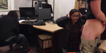 Chubby Pawn Store Chick Sucks Dick for Cash