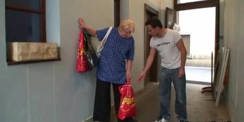 Busty grandmother having sex with a younger kinky fellow
