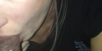 Sucking cock after work her husband was waiting at her house 