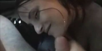 nina sucks in a car