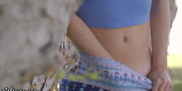 GIRLSWAY Hot Jogger Caught Babes in Woods & Joins for Threesome