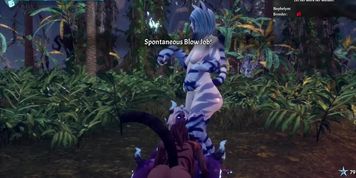 Purple futa demon fucking with cat girls.