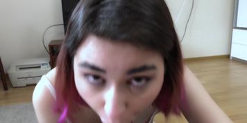 Little stepsis sucking on stepbrother's dick POV