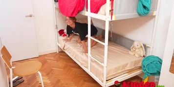 BBC and glasses chick fuck in bunk beds