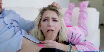 Blonde Teen Jayden Black Unzips Her Pink Onesie Pajamas.mp4