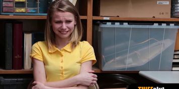 Clueless blonde teen gets rough fucked by a mall cop