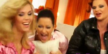 Glam euro lesbians get soaked