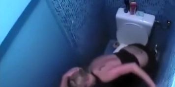 Voyeur caught couple fucking in the toilet