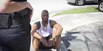 White cops screw a well hung black suspect outside