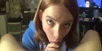 CUM DRAINING BLOWJOB, LIPSTICK kisses, and ANAL training in my eeyore onesie on THEMAGICSEXCOUCH! (Close Up Blowjob)