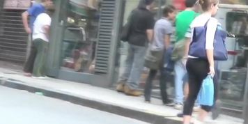 Intriguing butts caught on a street candid cam