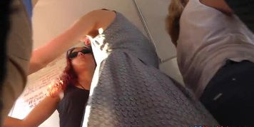 Really hot upskirt with two adorable girls in public