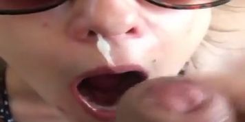 Submissive blonde milf faciallized by big fat dick
