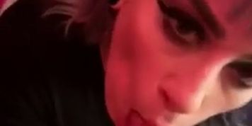 Goth girl blows guy until he cums on her face (full version only fans)
