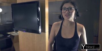 Handsome guy smashing a cute asian bitch in POV