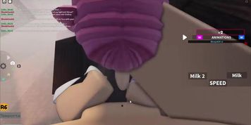 Femboy cat pegging bisexual female bunny in a Roblox Studio collab project