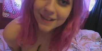 Pink hair showing her sexy body