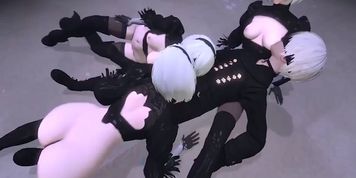 Animation 2B With Huge Round Tits Gets A Big Cock In Her Little Mouth (Rei Mizuna)